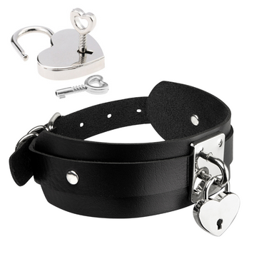 БДСМ нашийник Kinky Diva Collar Me! Heart-Lock-Key Collar (чорний) 122836 фото