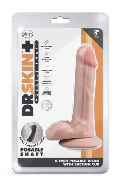 Фалоімітатор Dr. Skin+ Posable Shaft 6 Inch, 15.2 см (тілесний) 51930 фото