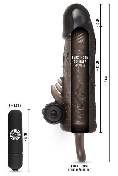 Насадка на пенис Rebel Extension Regular Fit Penissleeve, 19 см (черный) 10252 фото