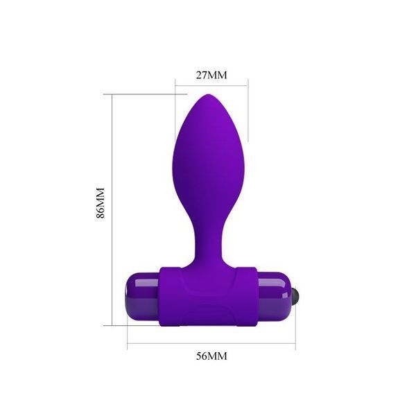 Анальная пробка Pretty Love Vibra Butt Plug, 8,6 см (фиолетовый) 31387_EU фото