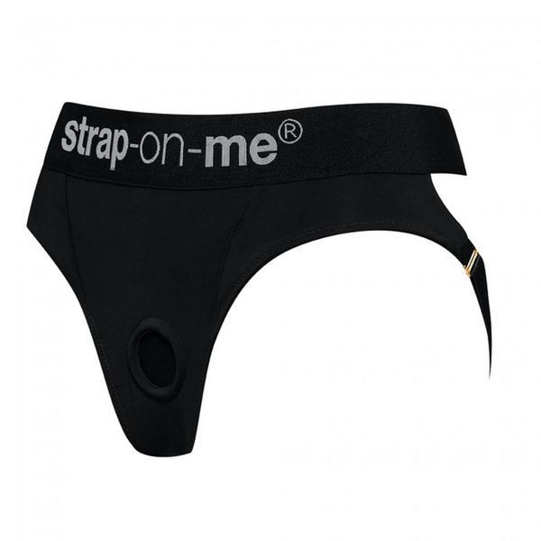 Труси-стрінги для страпону Strap-on-me Harness Lingerie Heroine, L (чорний) 44736 фото