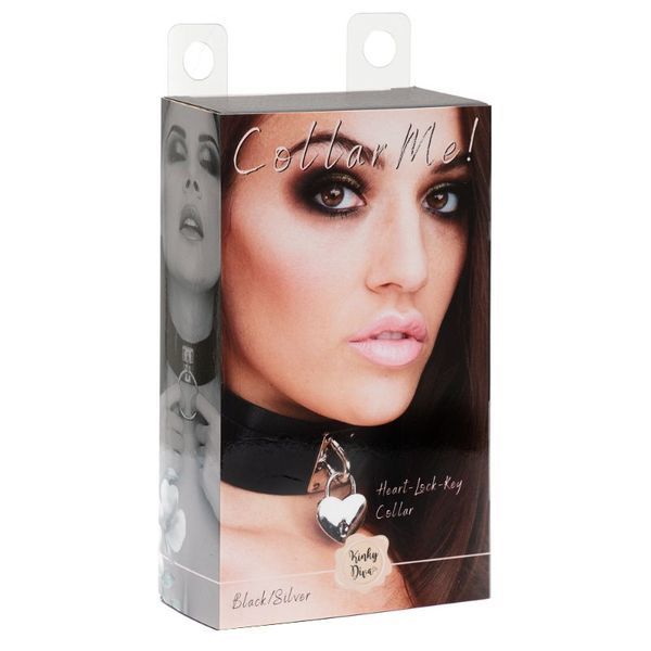 БДСМ нашийник Kinky Diva Collar Me! Heart-Lock-Key Collar (чорний) 122836 фото