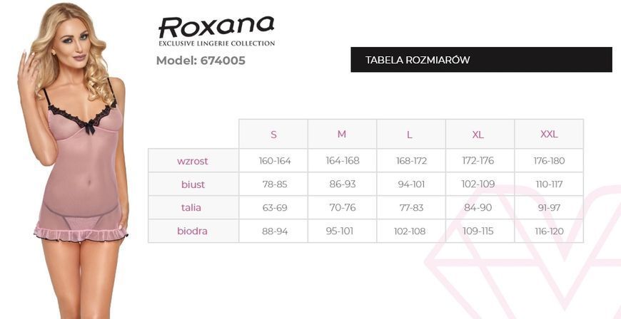 Сорочка и стринги Roxana 6740, S (розовый) 90018 фото