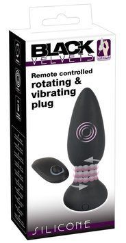 Анальная пробка Black Velvets Rotating & Vibrating Plug, 14 см (черный) 19172 фото