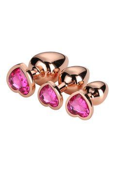 Анальная пробка Gleaming Love Gold Plug Set, 3 шт (розовый) 78704 фото