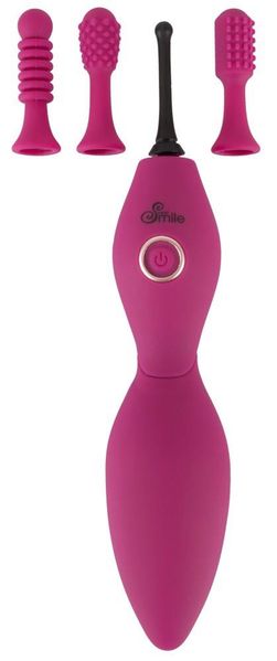 Клиторальный вибратор Sweet Smile Spot Vibrator With 3 Tips, 17,9 см (розовый) 10904 фото