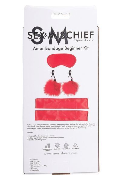BDSM набор Sportsheets Sex & Mischief Amor Bondage Beginner Kit (красный) 39648_EU фото