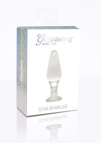 Анальна пробка Glass Worxx Star Sparkler, 12 см (прозора) 125134 фото
