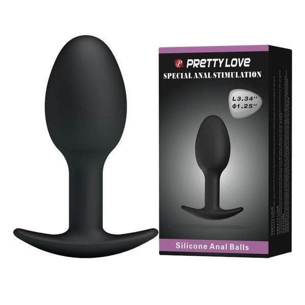Анальна пробка Pretty Love Silicone Anal Plug, 8.4 см (чорний) 15488 фото