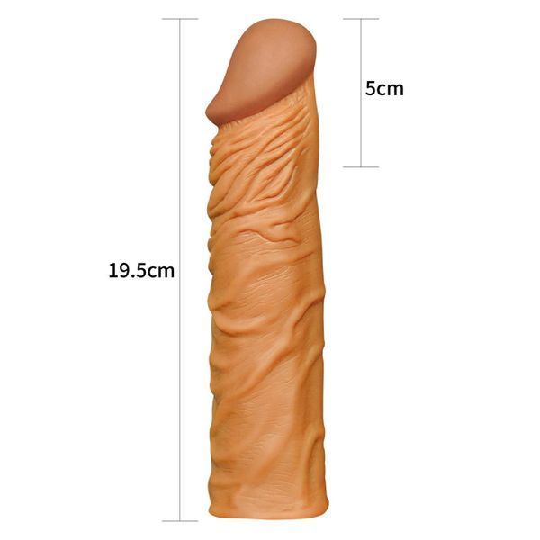 Насадка на пеніс Pleasure X-Tender Penis Sleeve Flesh Add 2, 19.5 см (коричневий) 28330 фото