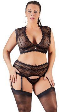 Комплект білизни Cottelli Curves Lace Set, 3XL (чорний) 82580 фото