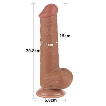 Фаллоимитатор Lovetoy Sliding-Skin Dual Layer Dong 8'', 20.8 см (коричневый) 129202 фото