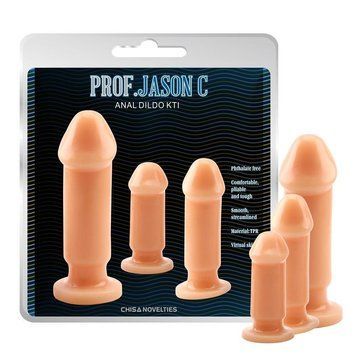 Набір анальних фалоімітаторів Prof. Jason C Anal Dildo Kit, 3 шт (тілесний) 54234 фото
