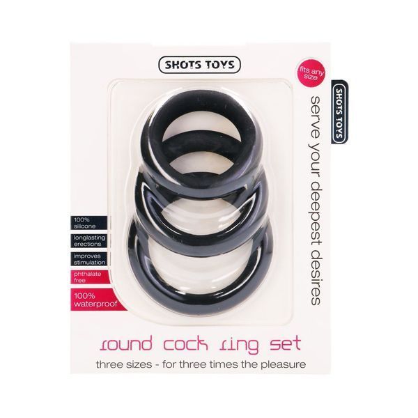 Набір ерекційних кілець ShotsToys Round Cock Ring Set, 3 шт (чорний) 80696 фото