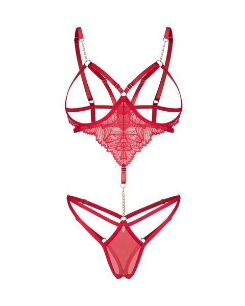 Боді Obsessive Matildea otwarte, L/XL (червоний) 195722 фото