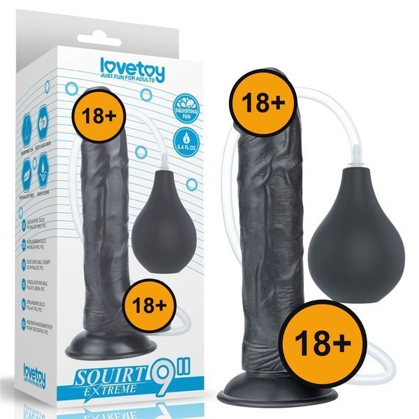 Фаллоимитатор LoveToy Squirt Extreme 9, 23 см (чёрный) 28860 фото