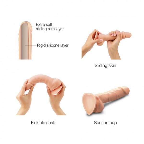 Фалоімітатор Strap-On-Me Sliding Skin Realistic М, 13,4 см (тілесний) 27508 фото