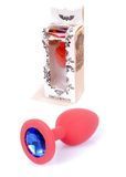 Силиконовая анальная пробка с кристаллом Boss Silikon Plug Jewellery Red Small, 7 см (синий) 16000 фото