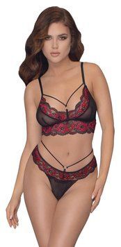 Комплект белья Cottelli Lingerie Bra Set, M (черный с красным) 82618 фото