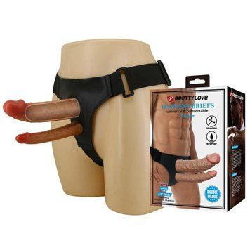 Страпон Pretty Love Harness Briefs Keaven, 17.5 см (коричневый) 81800 фото
