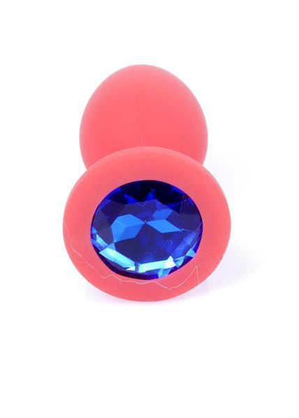 Силіконова анальна пробка з кристалом Boss Silikon Plug Jewellery Red Small, 7 см (синій) 16000 фото