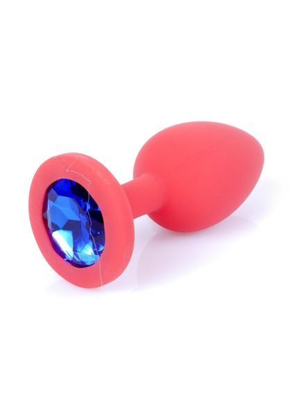 Силіконова анальна пробка з кристалом Boss Silikon Plug Jewellery Red Small, 7 см (синій) 16000 фото