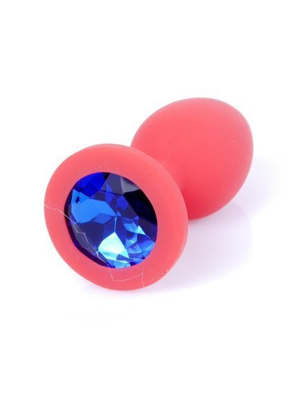 Силіконова анальна пробка з кристалом Boss Silikon Plug Jewellery Red Small, 7 см (синій) 16000 фото