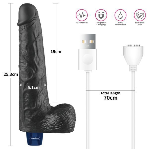 Вібратор Lovetoy Real Softee 10", 25.5 см (чорний) 212304 фото
