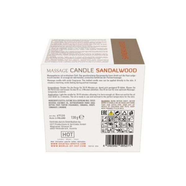 Масажна свічка Hot Shiatsu Massage Candle Sandalwood, 130 г 79362 фото