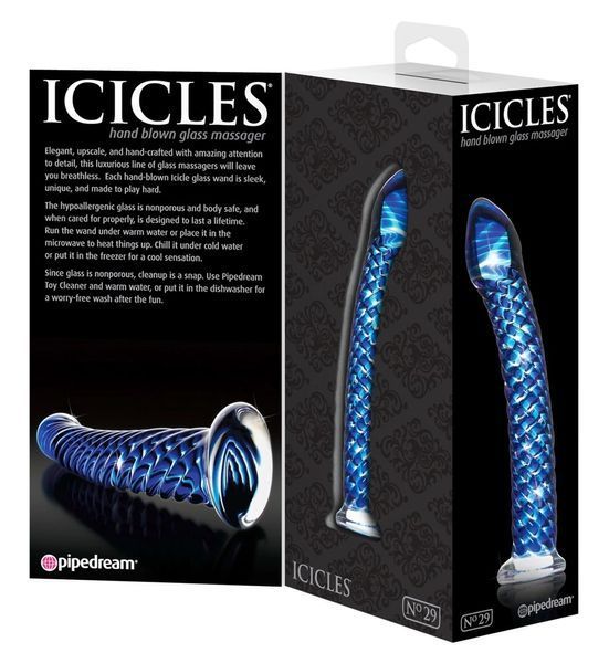 Фалоімітатор Icicles Model 29, 19 см (синій) 77450 фото