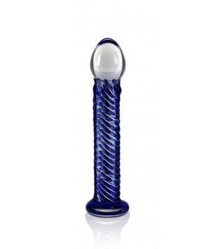 Фалоімітатор LoveToy Glass Romance, 17 см (синій) 28606 фото