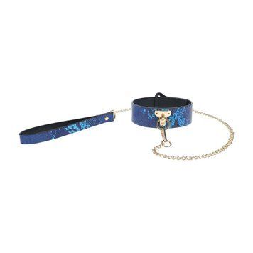 Нашийник з повідцем Ouch! Florence Collection Collar With Leash (синій) 116020 фото