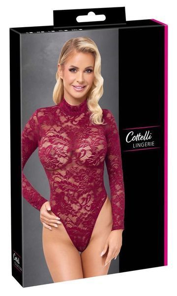 Боді Cottelli Collection Lace, S (бордовий) 62394 фото