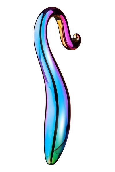 Фалоімітатор Glamour Glass Elegant Curved, 18 см (мульті) 78808 фото