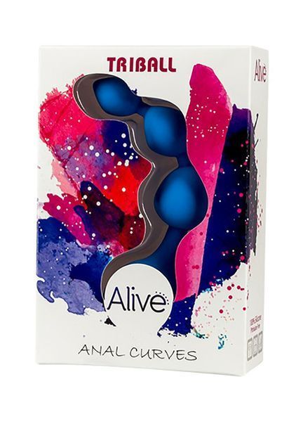 Анальні кульки Alive Triball Anal Curves, 15 см (синій) 7646 фото