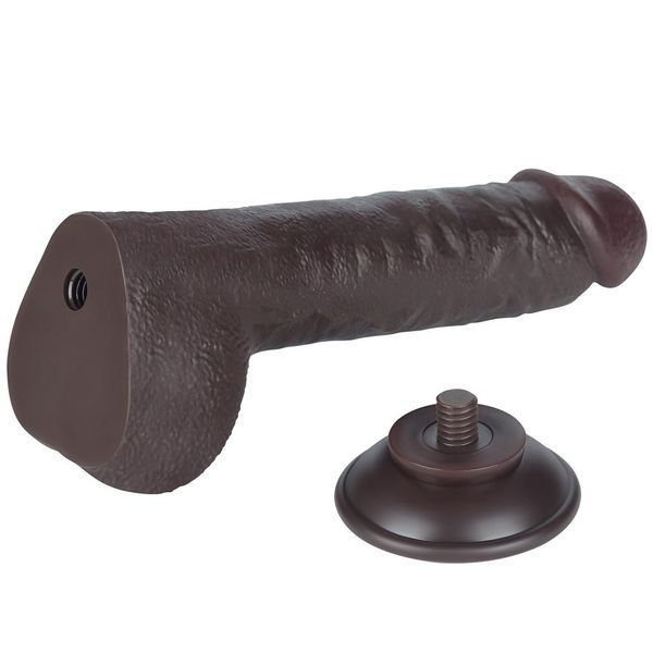 Фалоімітатор Sliding-Skin Dual Layer Dong 9.5'', 24 см (чорний) 116424 фото