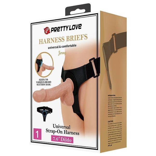 Страпон Pretty Love Harness Briefs Jerry, 21,8 см (телесный) 22223 фото