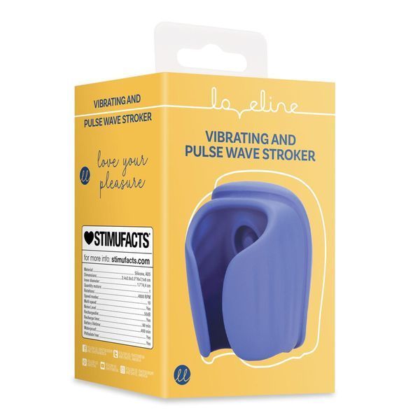 Мастурбатор з вібрацією Loveline Vibrating And Pulse Wave Stroker (синій) 61308 фото