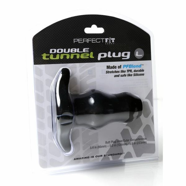 Анальный тоннель Perfect Fit Double Tunnel Plug L, 15 см (черный) 110496 фото