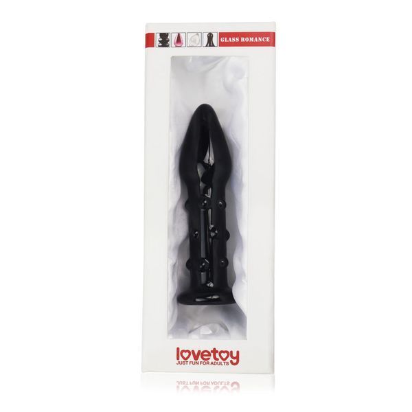 Анальна пробка Lovetoy Glass Romance 5.5", 14 см (чорний) 74698 фото