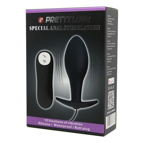 Анальна пробка Pretty Love Vibrating Butt, 7,5 см (черный) 15496 фото