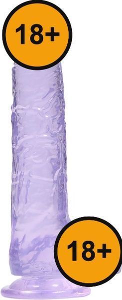 Фалоімітатор RealRock Crystal Clear Dildo Realistic, 17 см (фіолетовий) 45783 фото