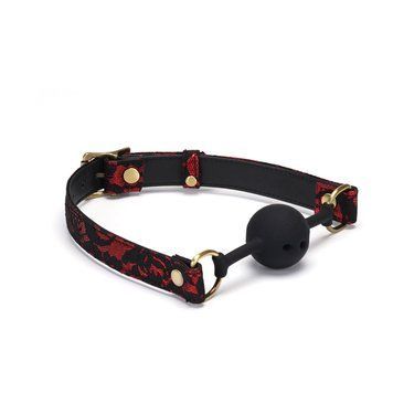 Кляп Liebe Seele Victorian Garden Breathable Silicone Ball Gag, 4.3 см (черный с красным) 123518 фото