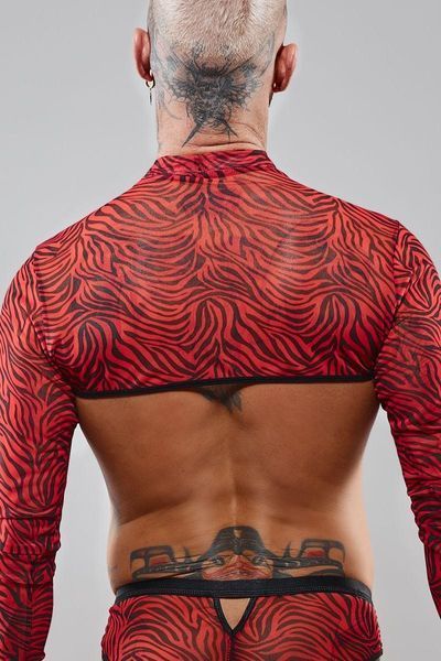 Мужские трусы-бразилианы Regnes Fetish Planet otwartym, XL (черный с красным) 87890 фото