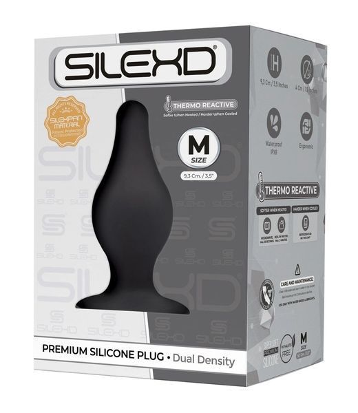 Анальна пробка SilexD Premium Silicone Plug Model 2 M, 9.3 см (чорний) 83664 фото