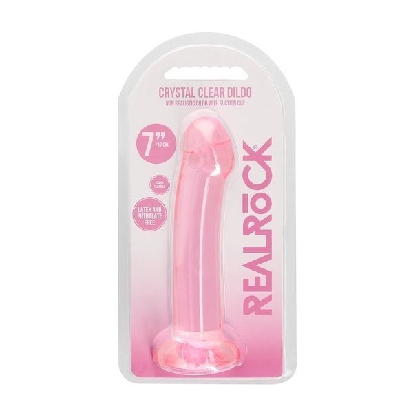 Фаллоимитатор RealRock Crystal Clear, 17 см (розовый) 80404 фото