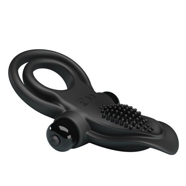 Эрекционное кольцо на пенис с вибрацией Pretty Love Vibro Penis Ring, 11,3 см (черный) 48366 фото