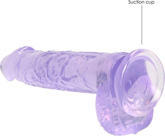 Фалоімітатор RealRock Crystal Clear Dildo Realistic, 17 см (фіолетовий) 45783 фото