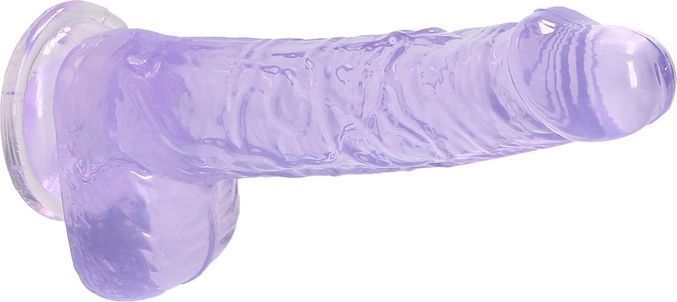 Фалоімітатор RealRock Crystal Clear Dildo Realistic, 17 см (фіолетовий) 45783 фото