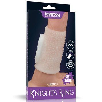 Насадка на пеніс з вібрацією LoveToy Vibrating Drip Knights Ring, 10 см (білий) 44230 фото